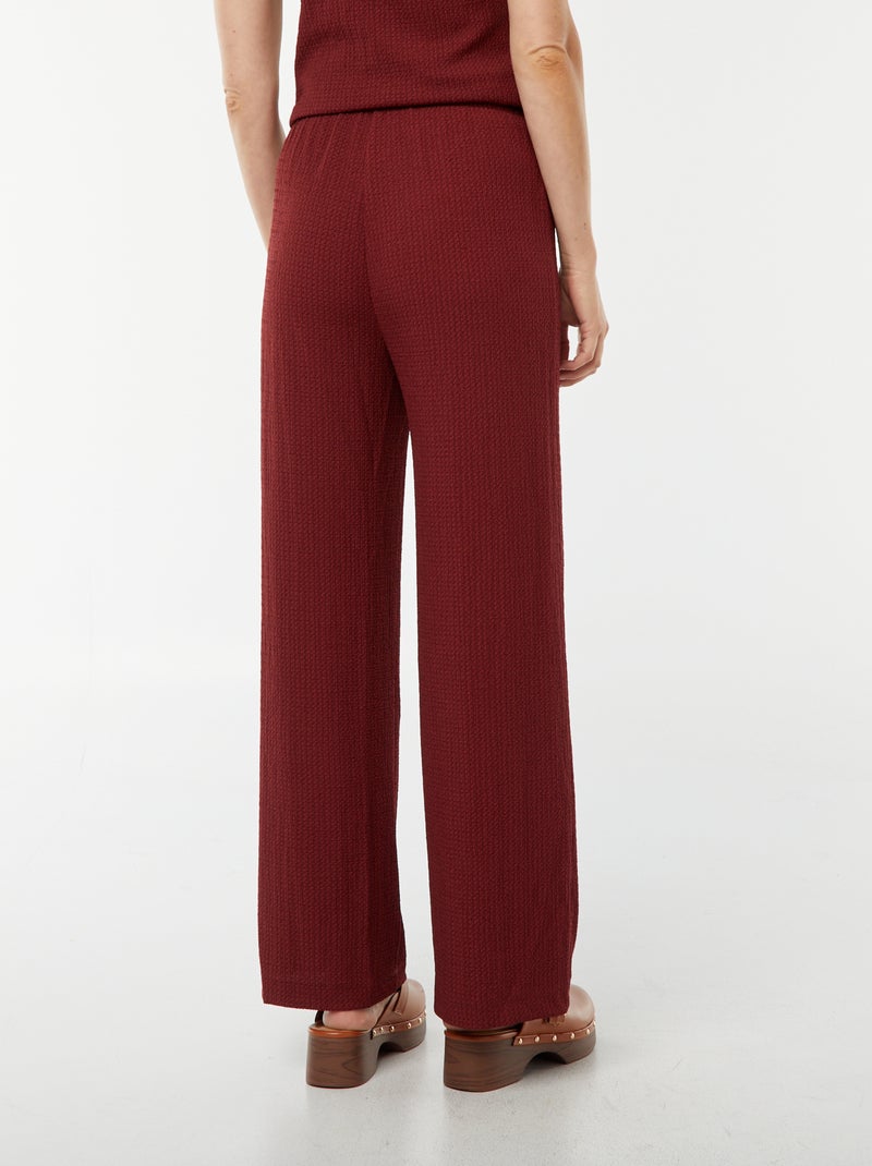 Wijde broek van wafeltricot Rood - Kiabi