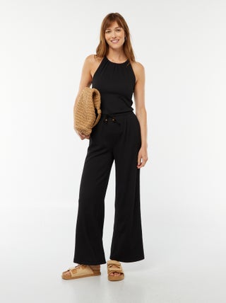 Wijde broek van wafeltricot