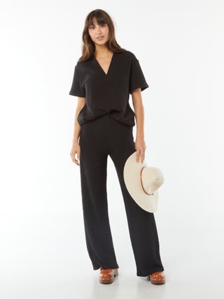 Wijde broek van wafeltricot