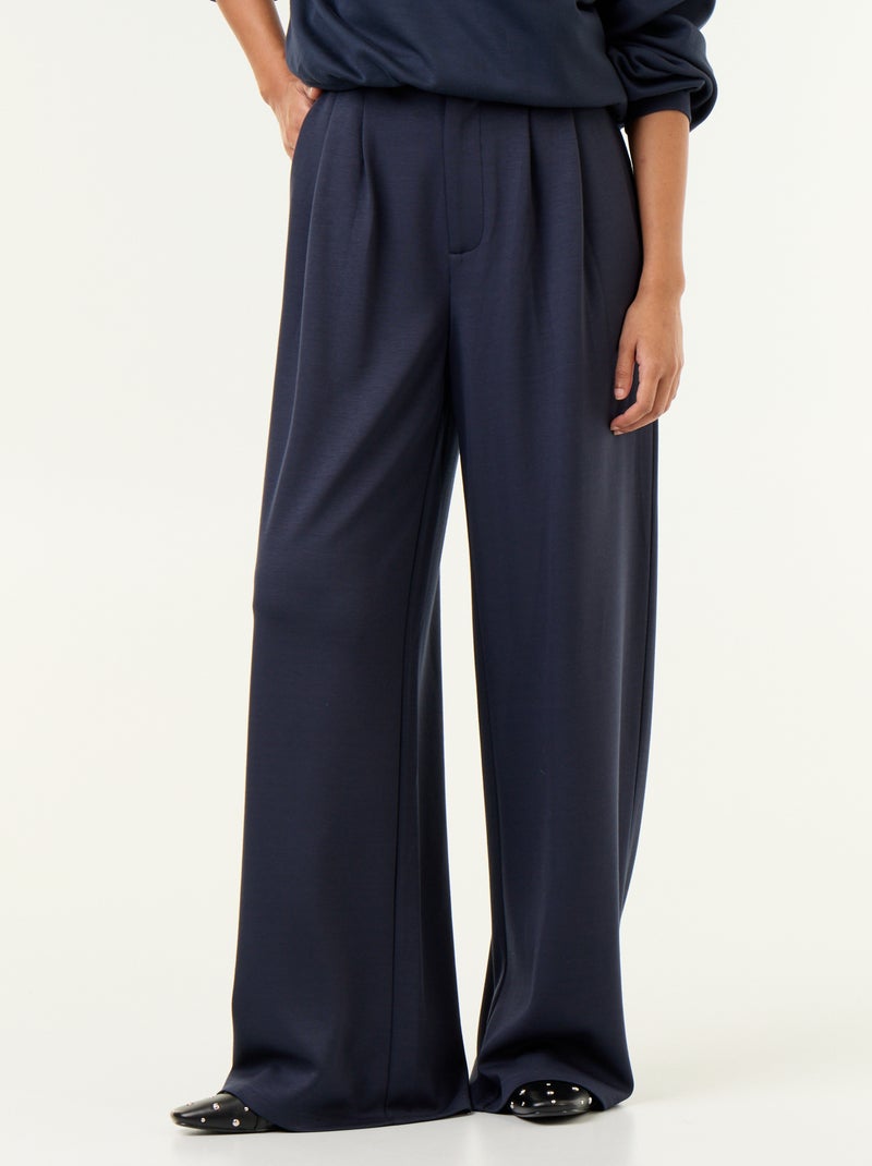 Wijde broek van zachte stof Blauw - Kiabi