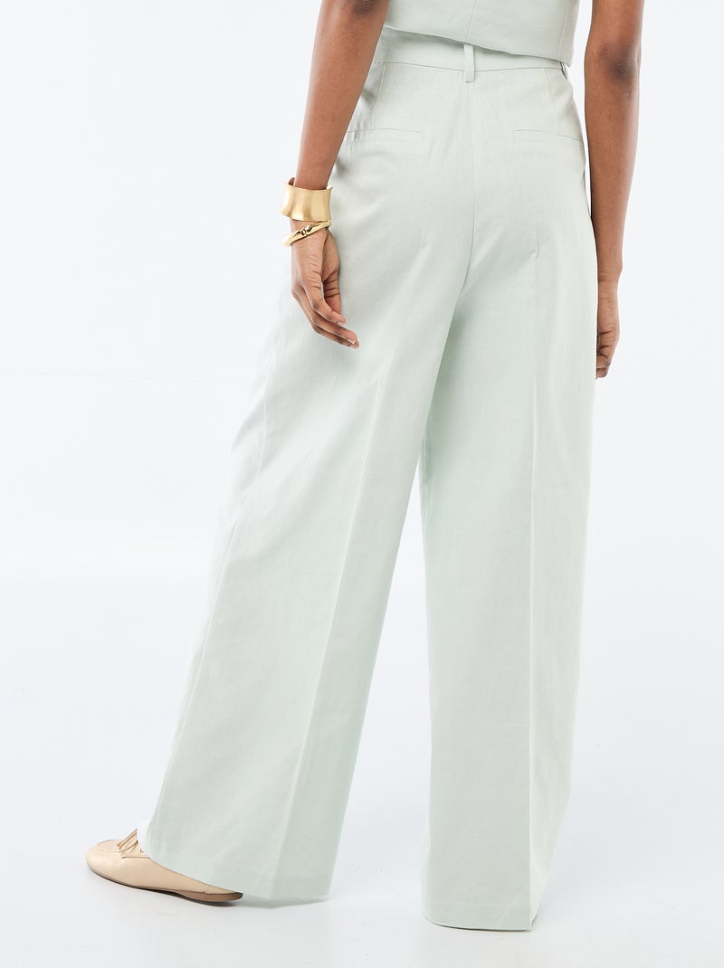 Wijde ceremoniebroek van gemengd linnen Blauw - Kiabi