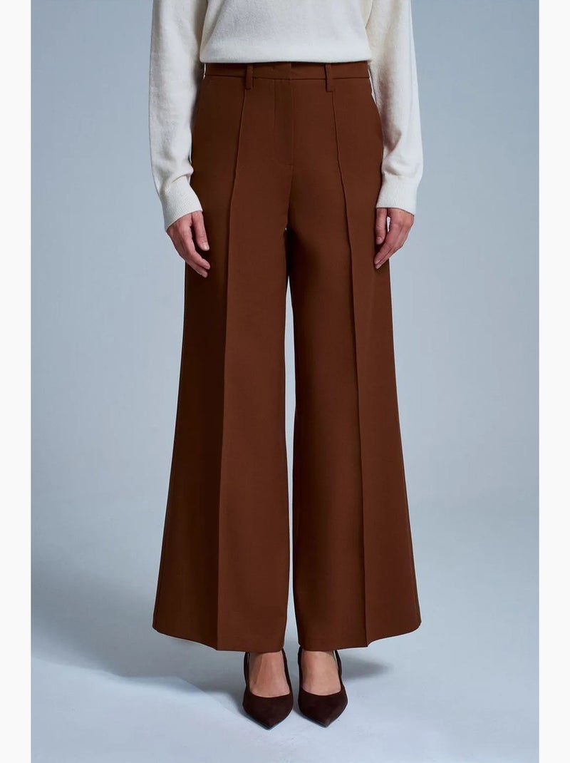 Wijde crêpe broek dilvin Bruin - Kiabi