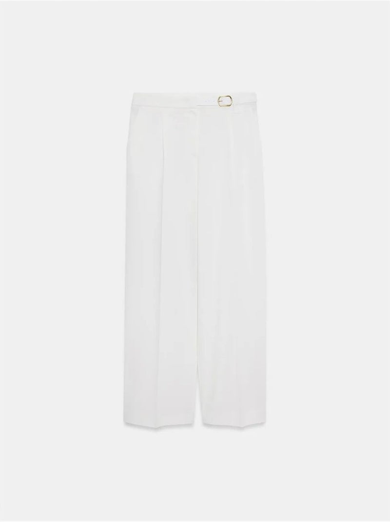 Wijde crepe broek met ceintuur dilvin Wit - Kiabi