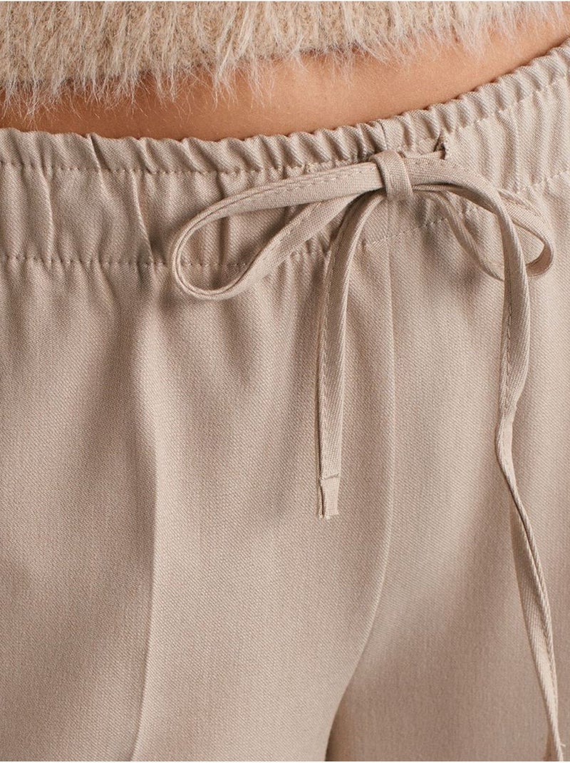 Wijde crepebroek dilvin Klei-beige - Kiabi
