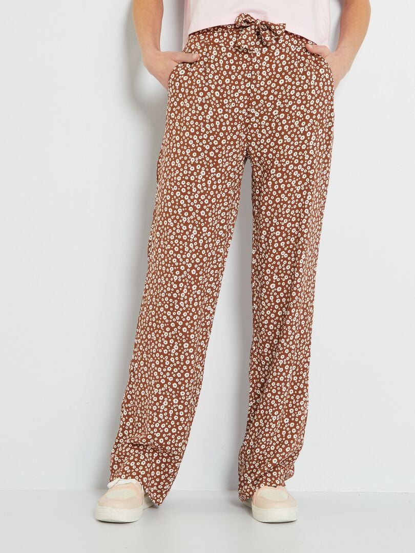 CRZ YOGA Lichtgewicht wijde cropped broek voor dames 25 inch hoge taille losse casual lounge reizen werk joggingbroek zomer Hot Fudge Bruin M