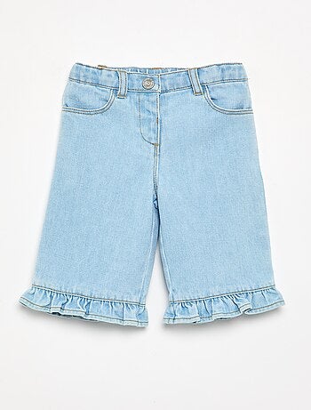 Wijde denim broek met ruches