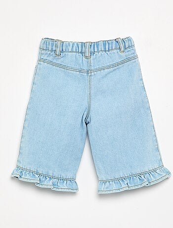 Wijde denim broek met ruches