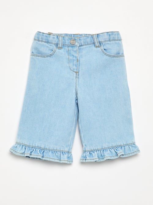 Wijde denim broek met ruches - Kiabi Wijde denim broek met ruches - Kiabi