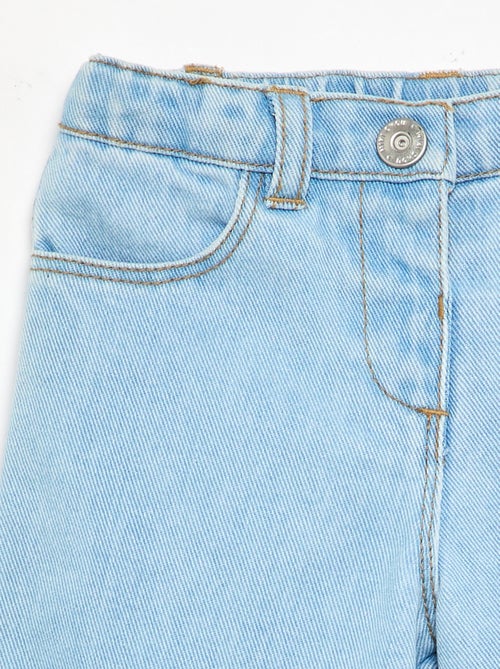 Wijde denim broek met ruches - Kiabi