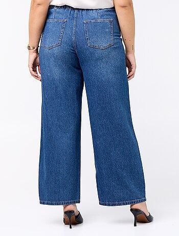 Wijde denim broek met strikceintuur
