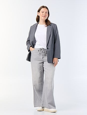 Wijde denim broek met strikceintuur