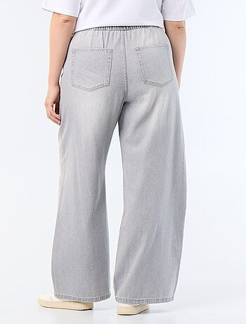 Wijde denim broek met strikceintuur
