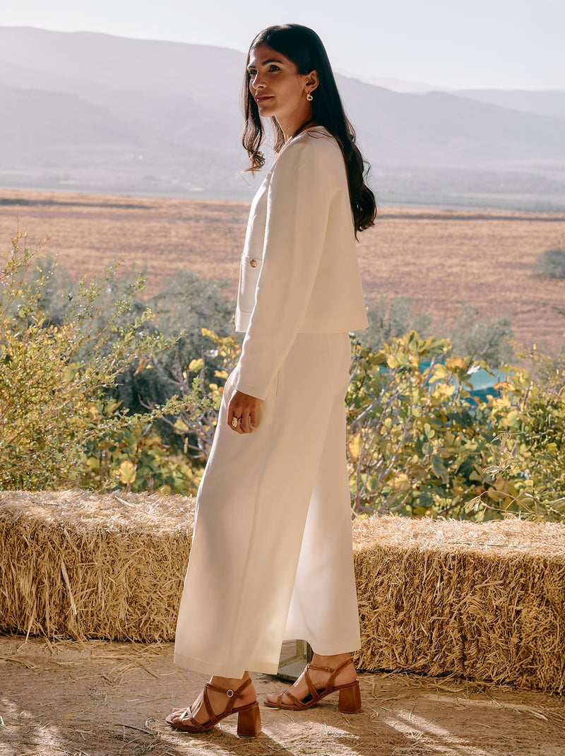 Wijde feestbroek Wit - Kiabi