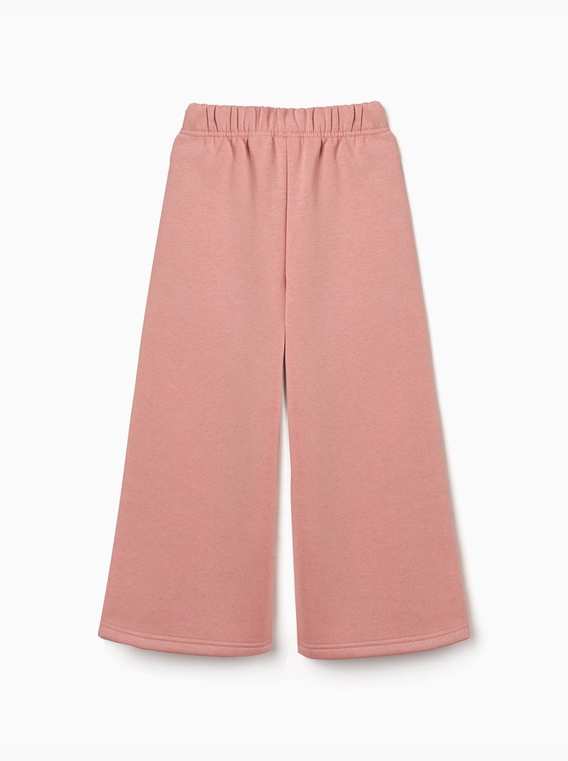 Wijde fleece broek met geruwde voering Roze - Kiabi