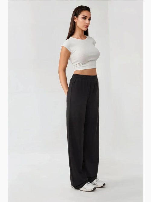 Wijde gebreide broek met elastische taille hiccup - Kiabi