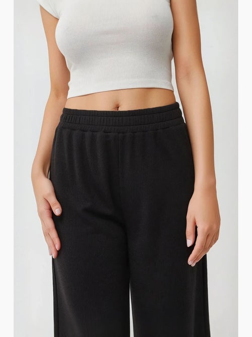 Wijde gebreide broek met elastische taille hiccup - Kiabi
