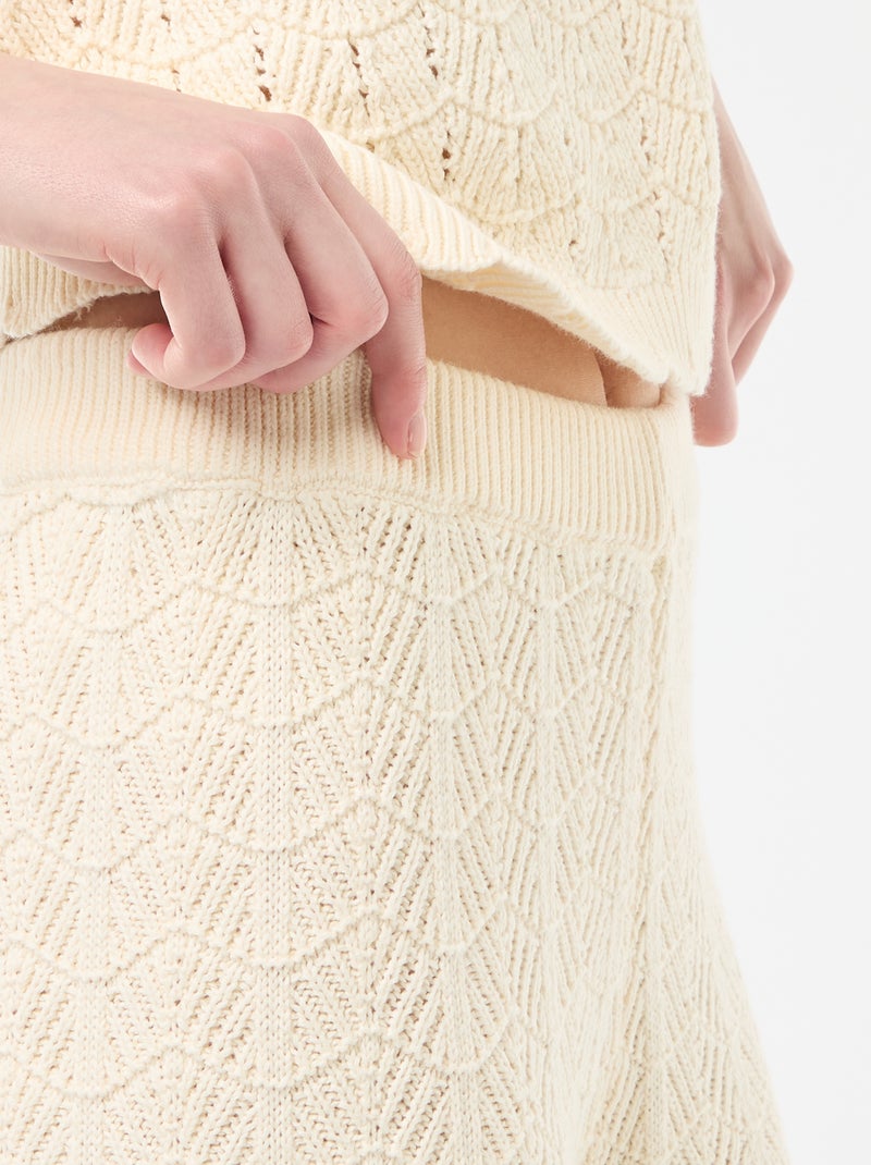 Wijde gehaakte broek Biege - Kiabi