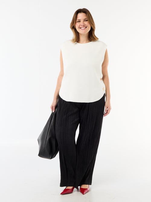 Wijde geribde stretchbroek - Kiabi