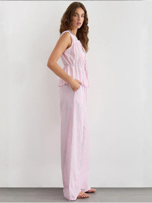 Wijde gestreepte broek met elastische taille hiccup - Kiabi Wijde gestreepte broek met elastische taille hiccup - Kiabi