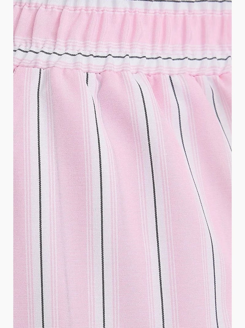 Wijde gestreepte broek met elastische taille hiccup Roze - Kiabi