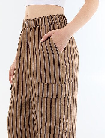 Wijde gestreepte broek met klepzakken
