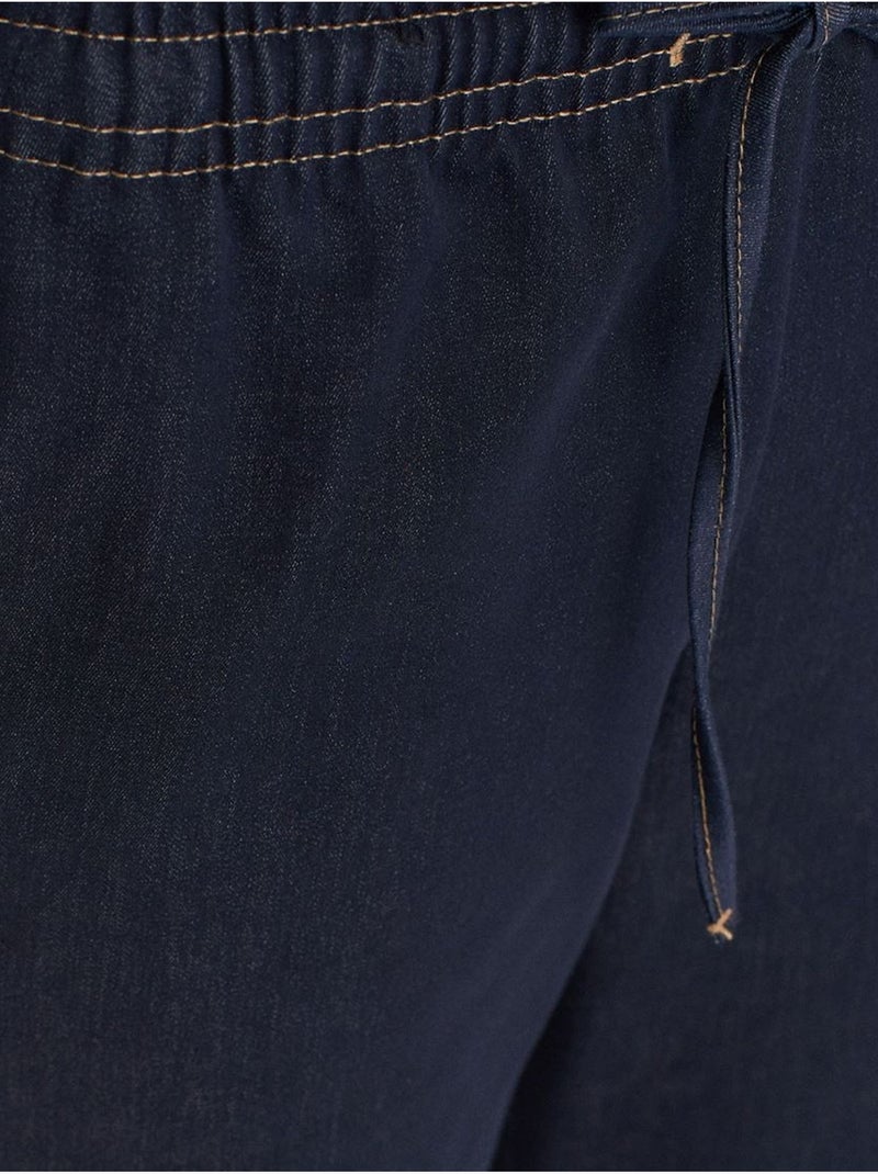 Wijde geweven broek met trekkoord dilvin Marineblauw - Kiabi