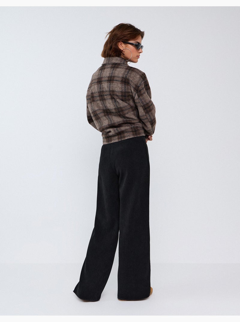 Wijde interlock meshbroek met brede benen, mo fashion Zwart - Kiabi