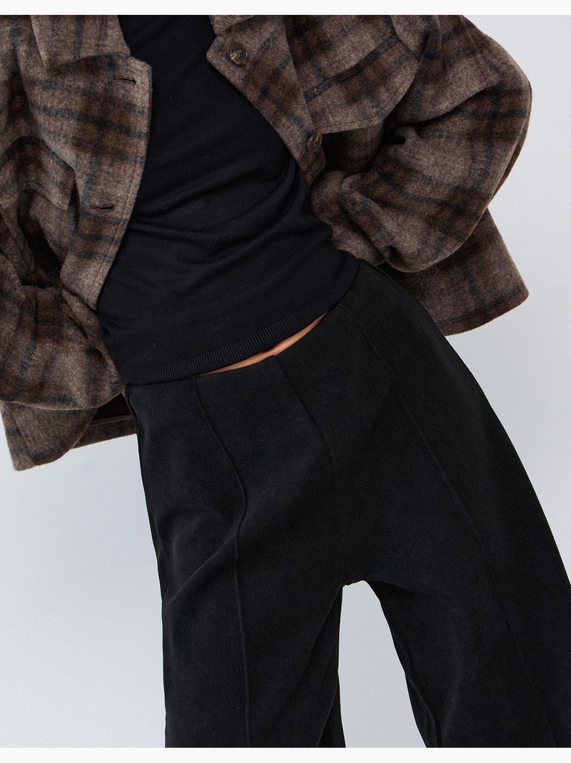 Wijde interlock meshbroek met brede benen, mo fashion Zwart - Kiabi