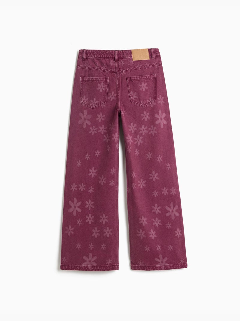 Wijde jeans – bloemen, mo fashion Paars - Kiabi