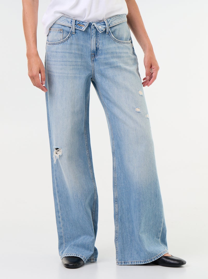 Wijde jeans met fantasierijke riem Blauw - Kiabi