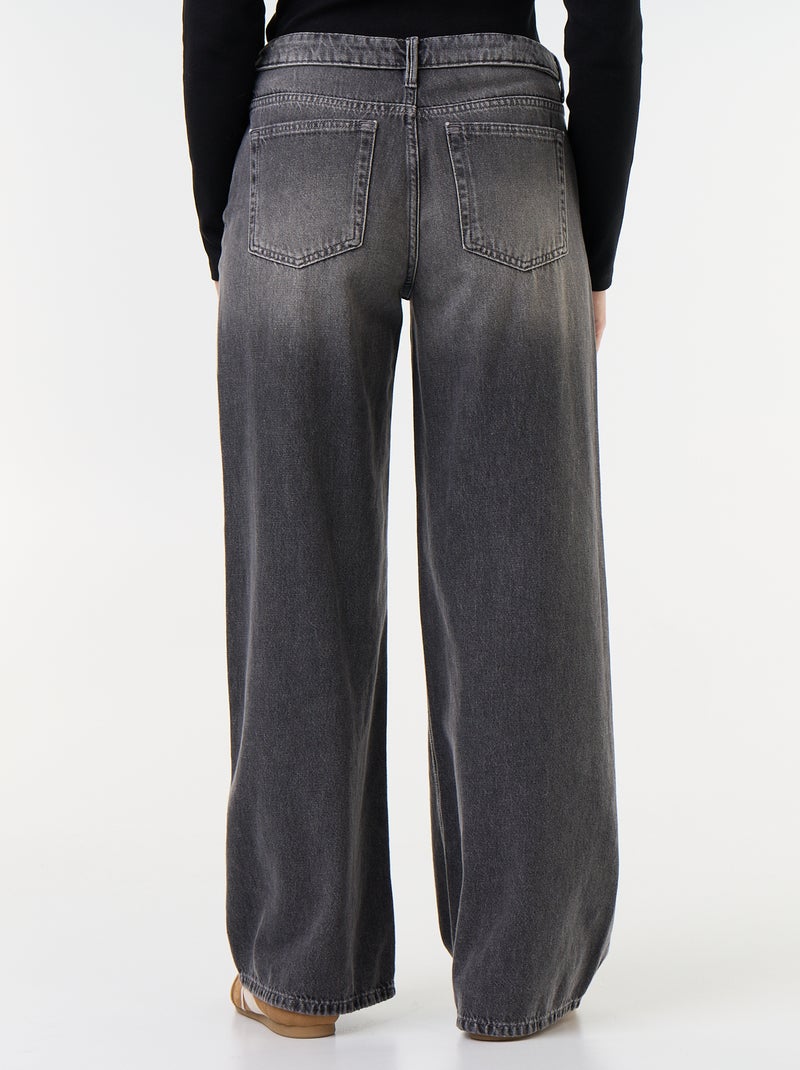 Wijde jeans met fantasierijke riem Grijs - Kiabi