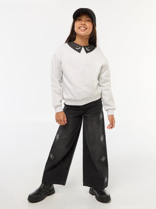 Wijde jeans met glinsterend vlokjesmotief - Kiabi