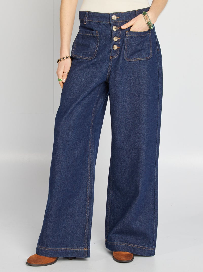 Wijde jeans met hoge taille BLAUW - Kiabi