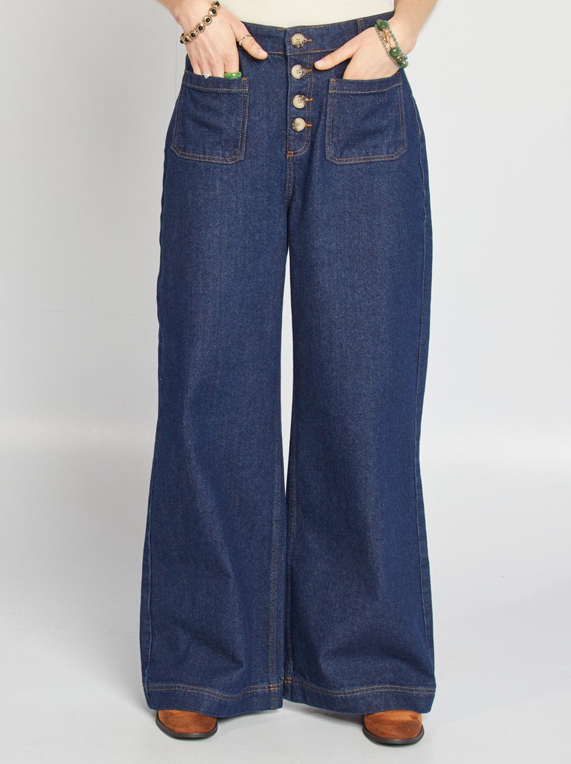 Wijde jeans met hoge taille BLAUW - Kiabi