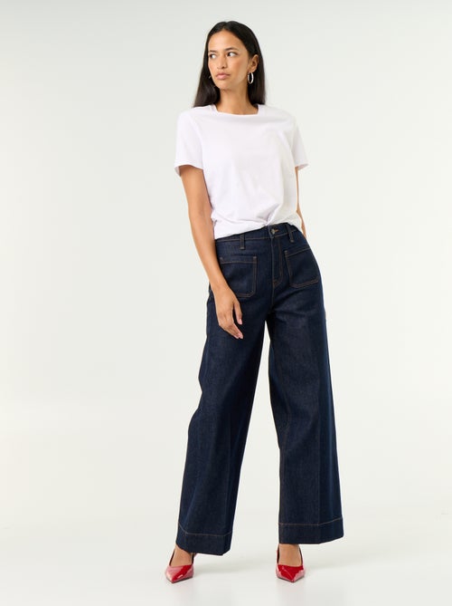 Wijde jeans met hoge taille en opgestikte zakken - Kiabi