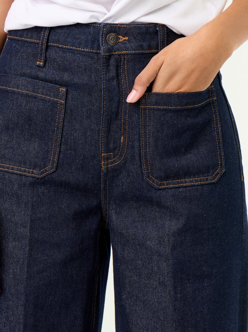 Wijde jeans met hoge taille en opgestikte zakken Blauw - Kiabi