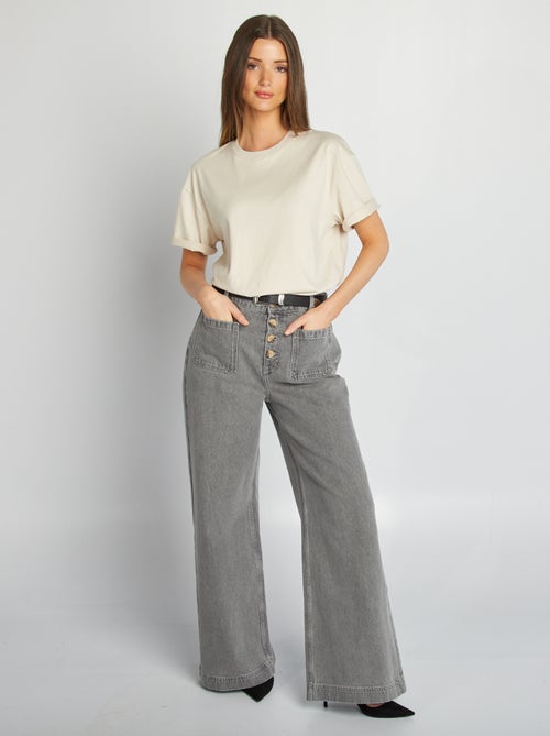 Wijde jeans met hoge taille - Kiabi