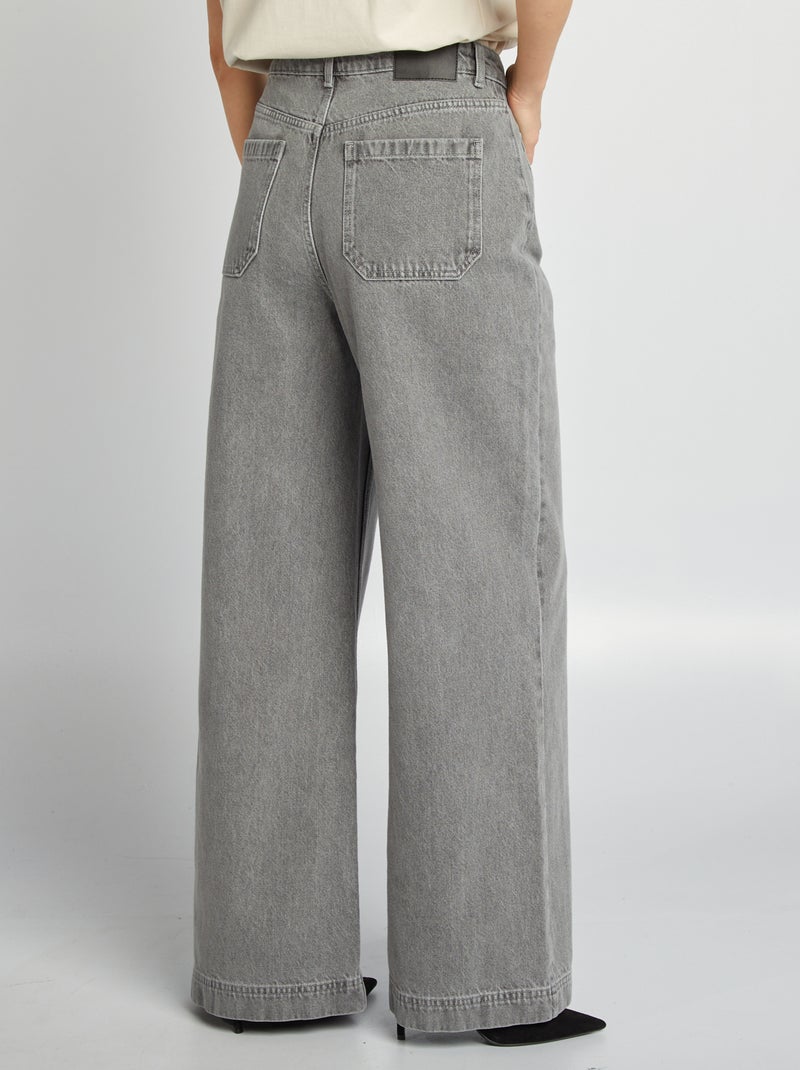 Wijde jeans met hoge taille GRIJS - Kiabi