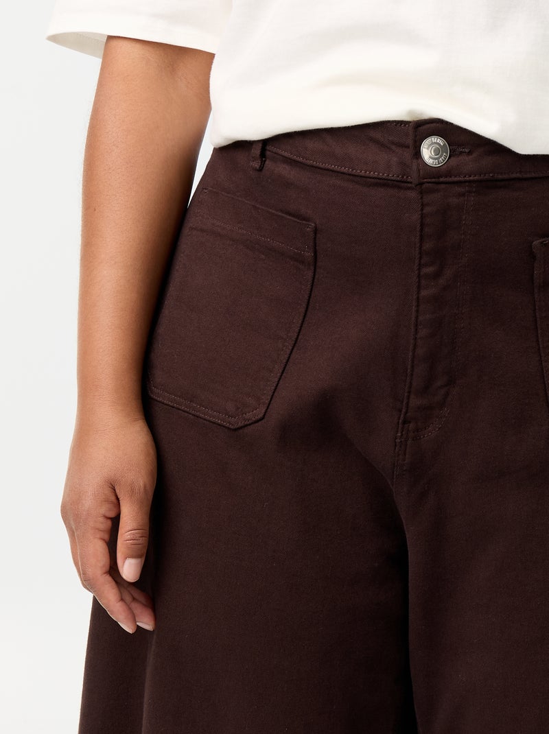 Wijde jeans met opgestikte zakken Bruin - Kiabi