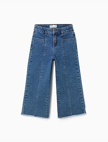 Wijde jeans met rafelige zomen