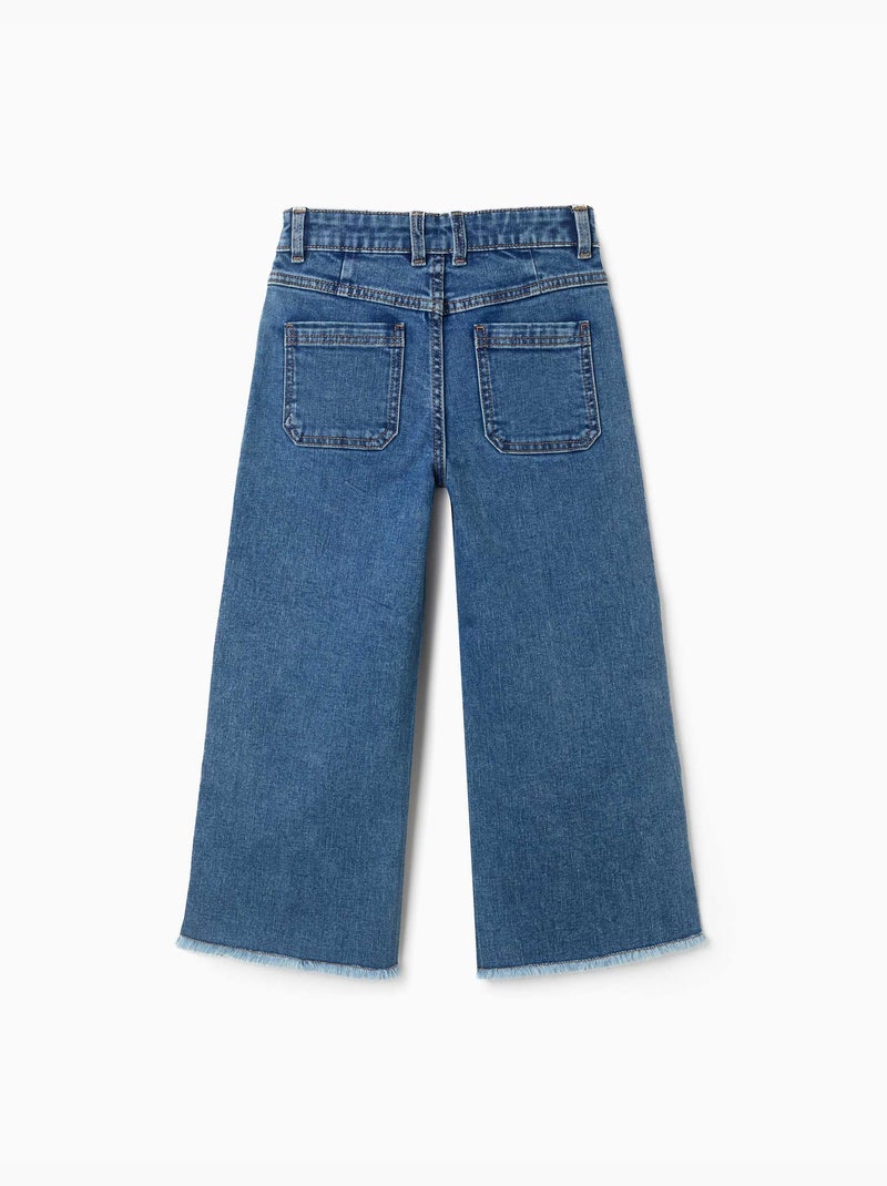 Wijde jeans met rafelige zomen Blauw Blauw - Kiabi