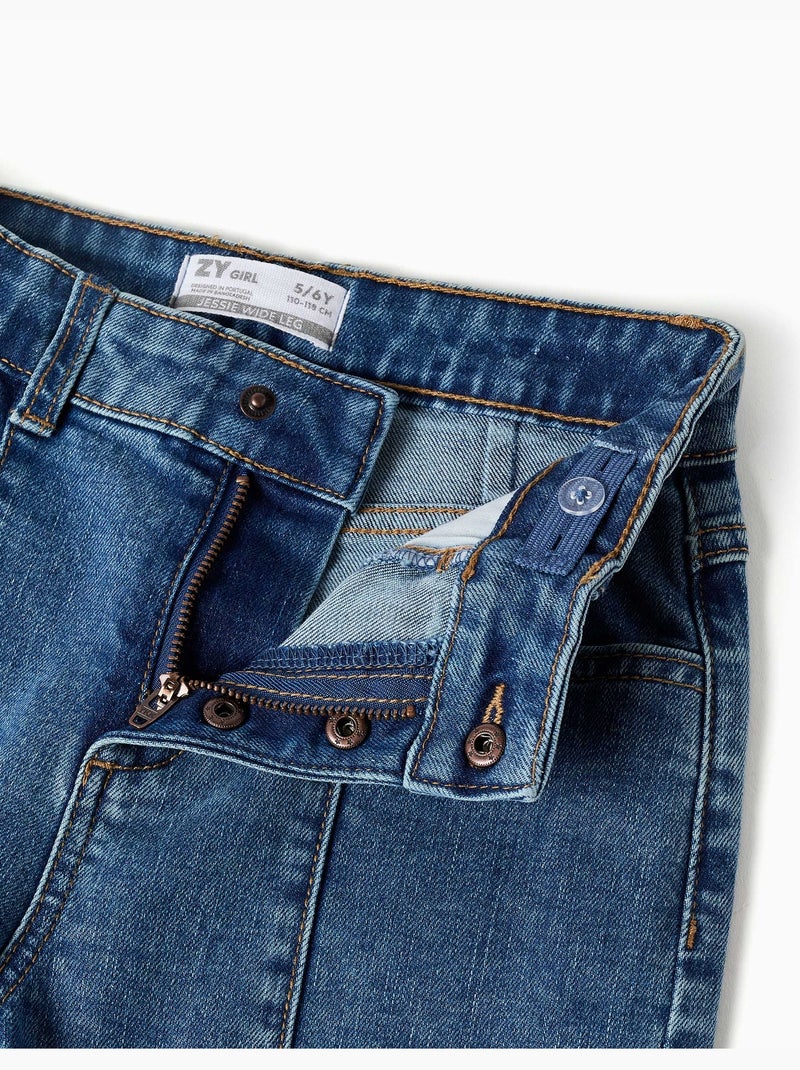 Wijde jeans met rafelige zomen Blauw Blauw - Kiabi