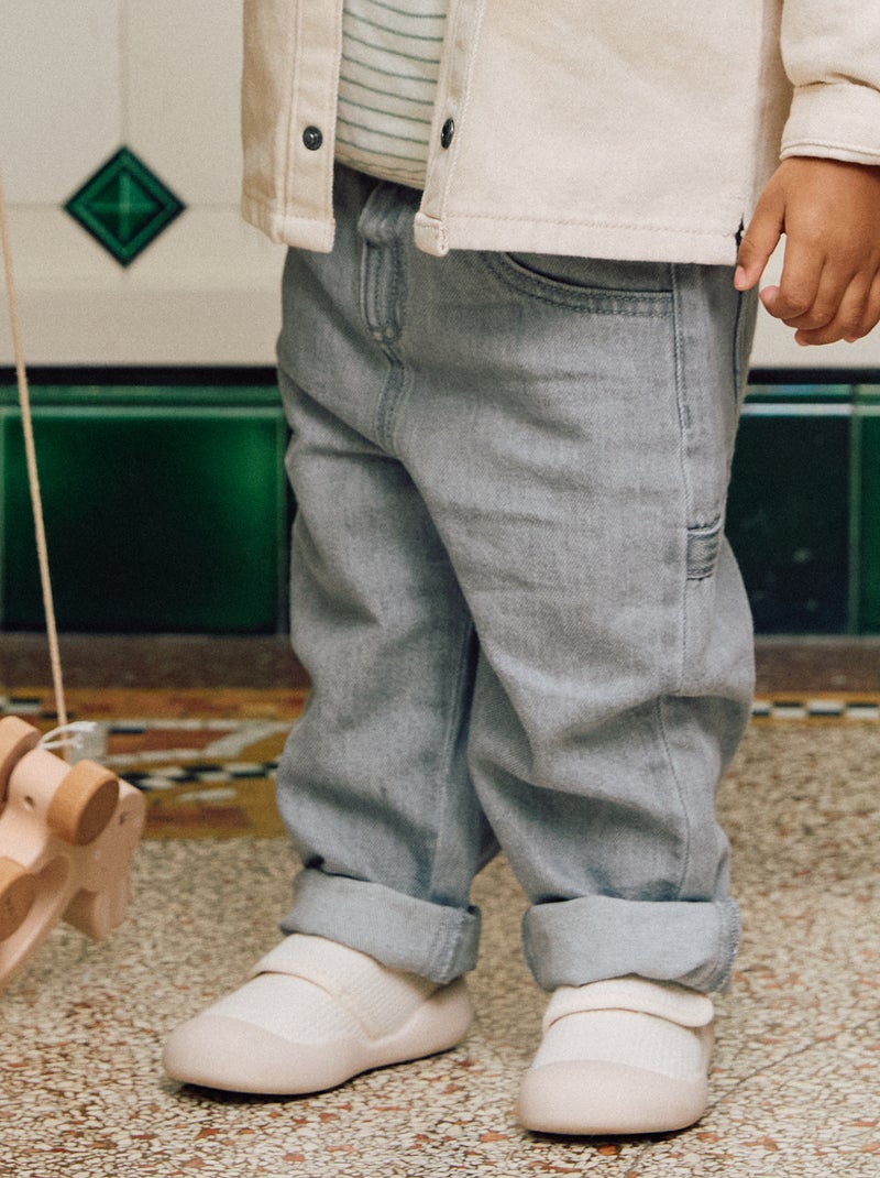 Wijde jeans met verstelbare taille Grijs - Kiabi