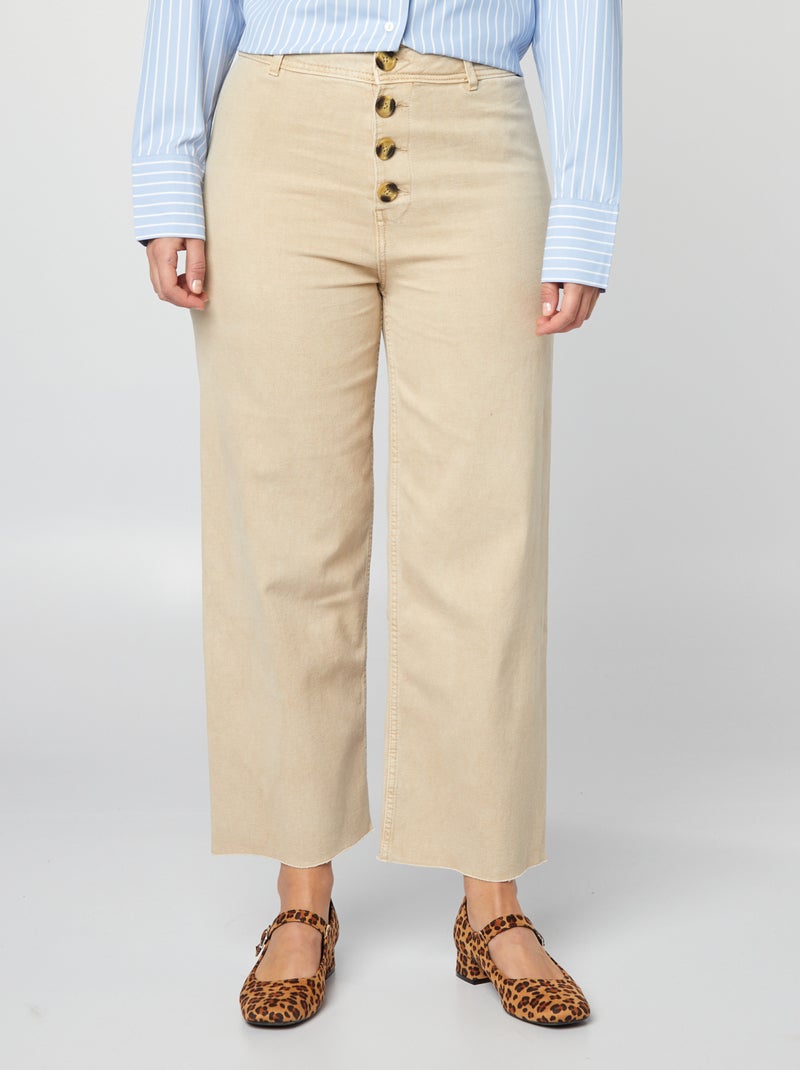 Wijde jeans / Wide leg model met knoopsluiting BIEGE - Kiabi