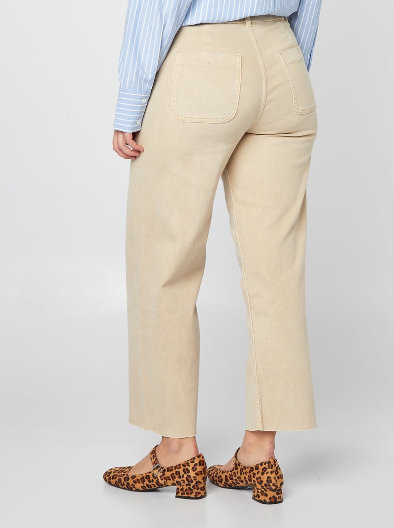 Wijde jeans / Wide leg model met knoopsluiting BIEGE - Kiabi