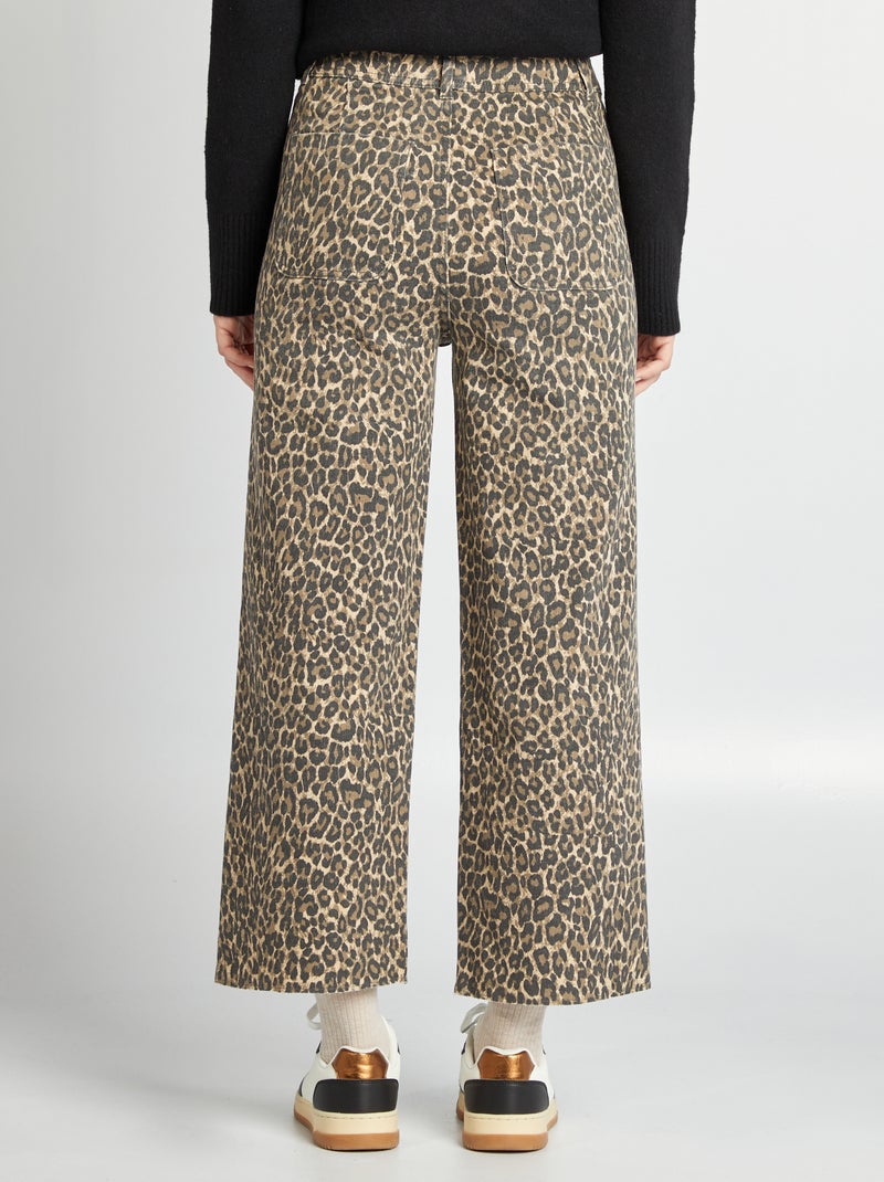 Wijde jeans / Wide leg model met knoopsluiting BIEGE - Kiabi