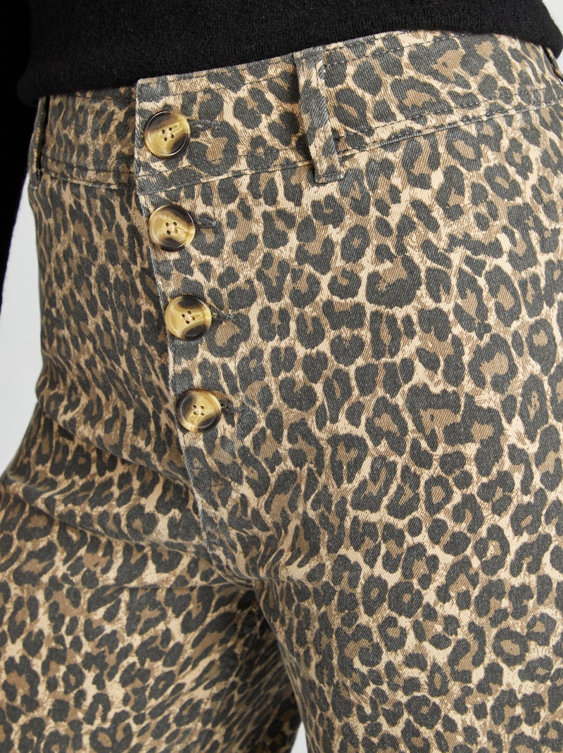 Wijde jeans / Wide leg model met knoopsluiting BIEGE - Kiabi