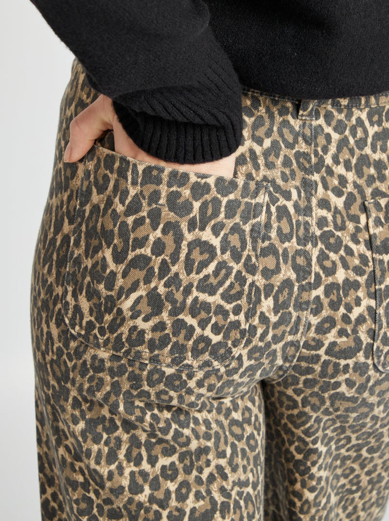 Wijde jeans / Wide leg model met knoopsluiting BIEGE - Kiabi