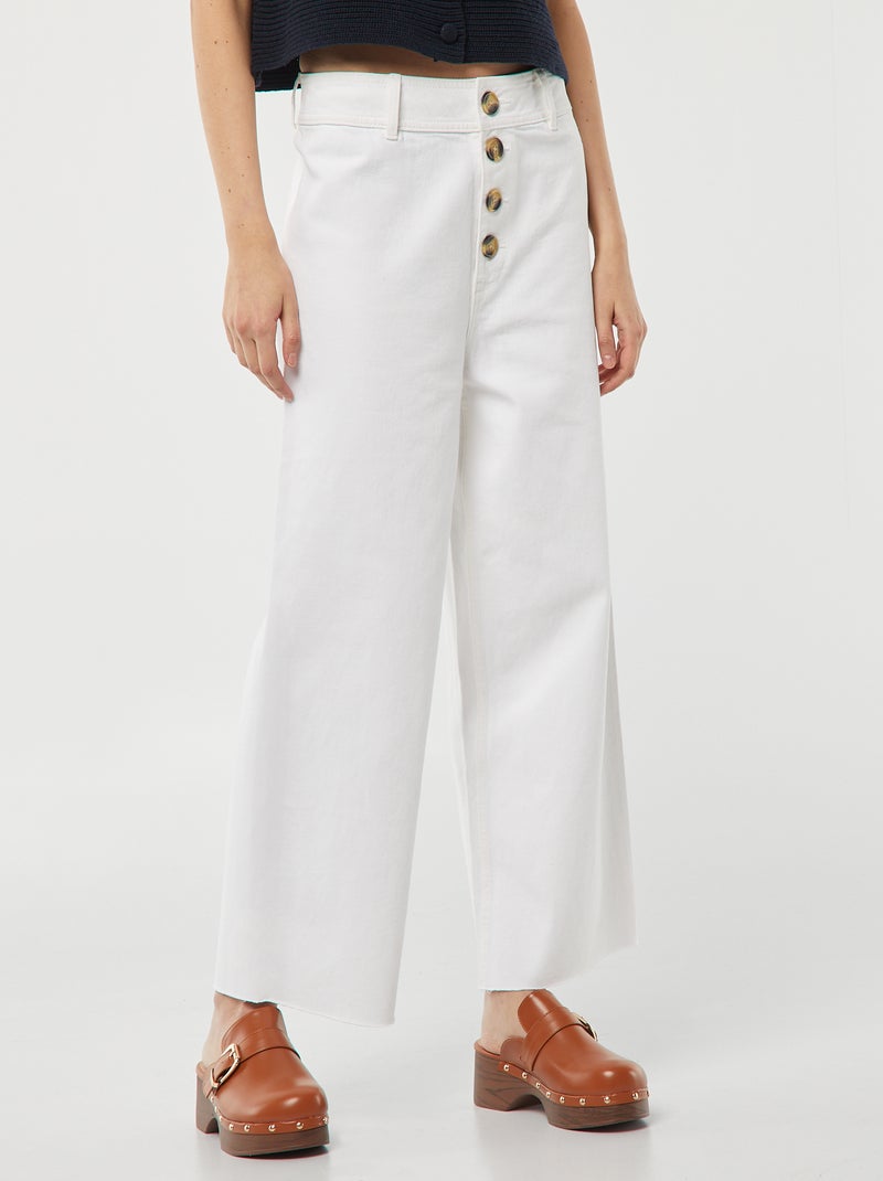 Wijde jeans / Wide leg model met knoopsluiting wit - Kiabi