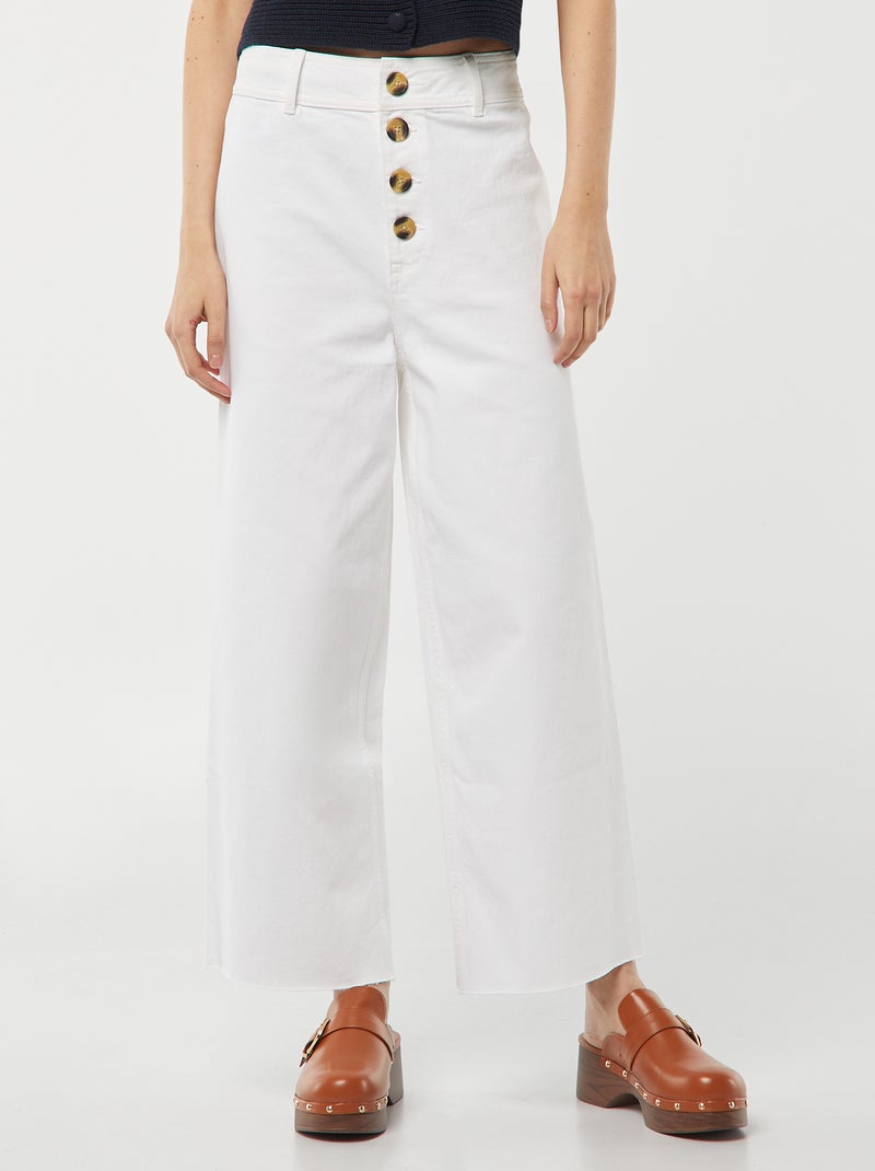 Wijde jeans / Wide leg model met knoopsluiting wit - Kiabi
